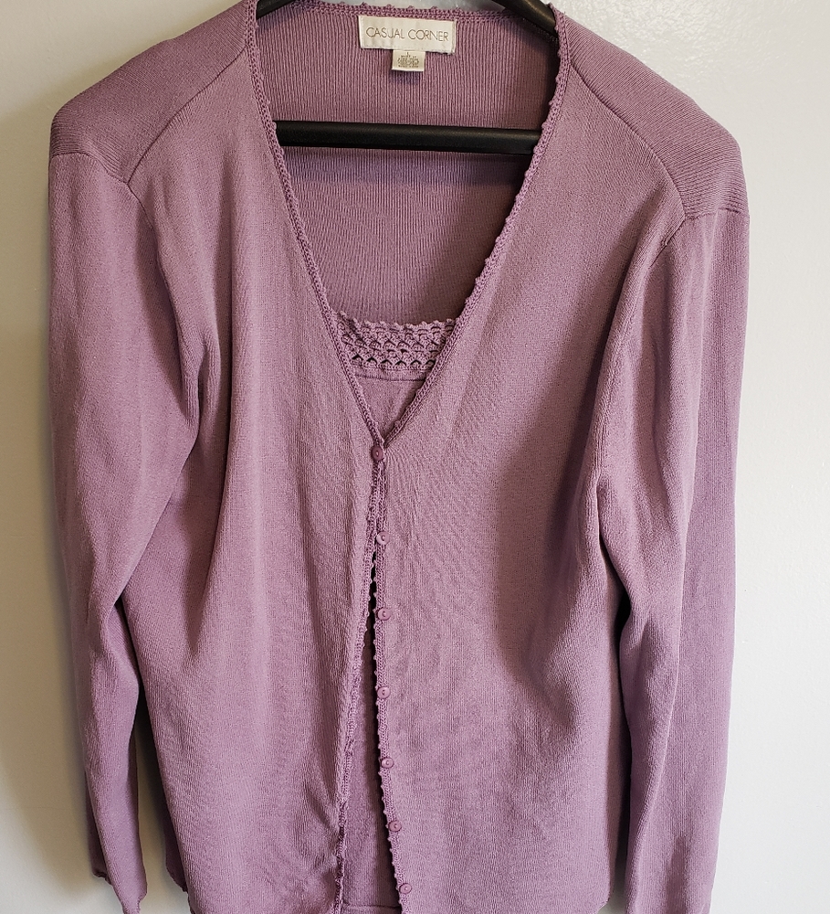 Casual Corner>>  Size Large Cardigan/Tank Set